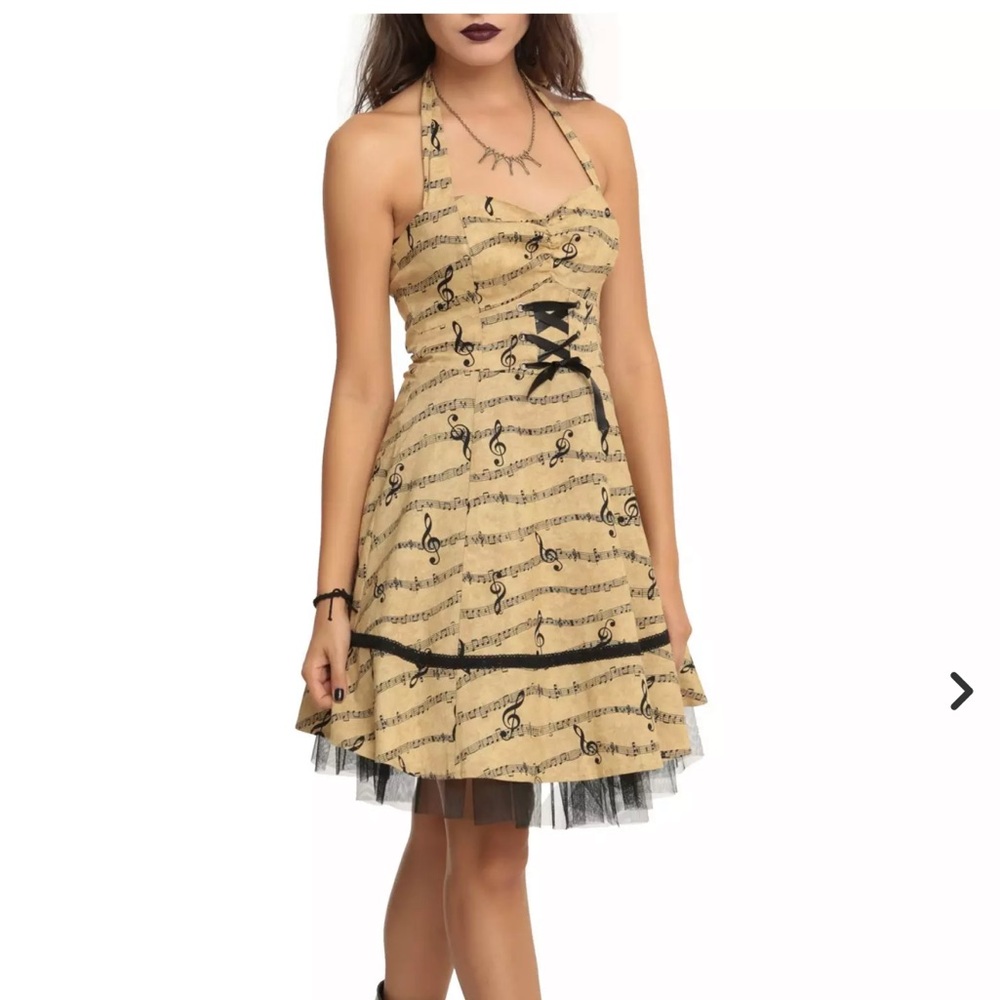 Rockabilly Music Note Backless Dress